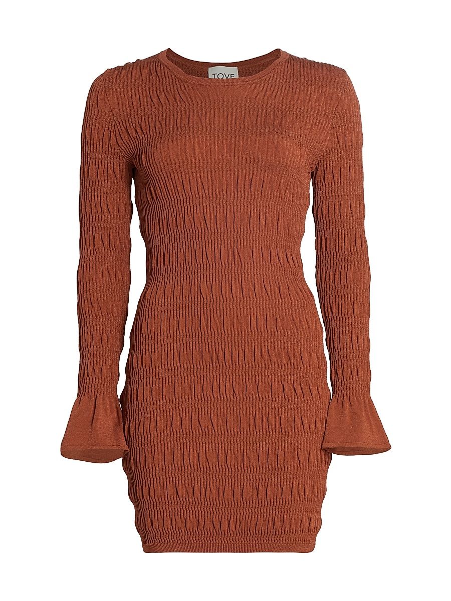 Women's Juno Ribbed & Ruched Minidress - Rust - Size Large