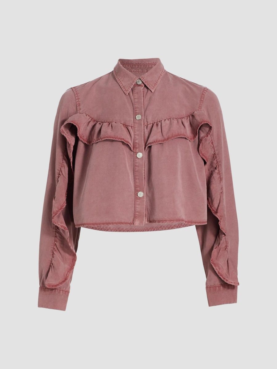 Le Jean Women's Nina Cropped Denim Jacket - Berry Wash - Size Large