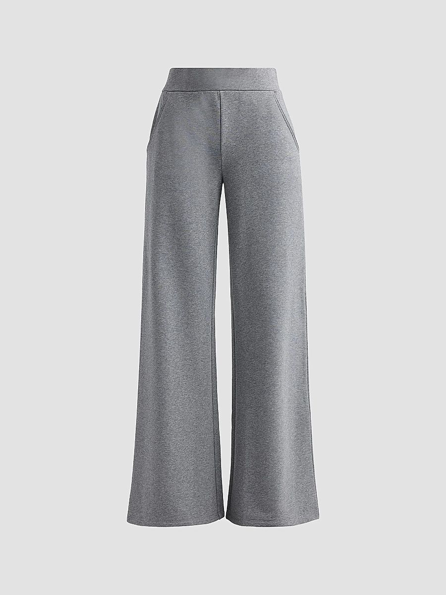 Women's Saunder Cotton-Blend Wide-Leg Pants - Heather Grey - Size XL