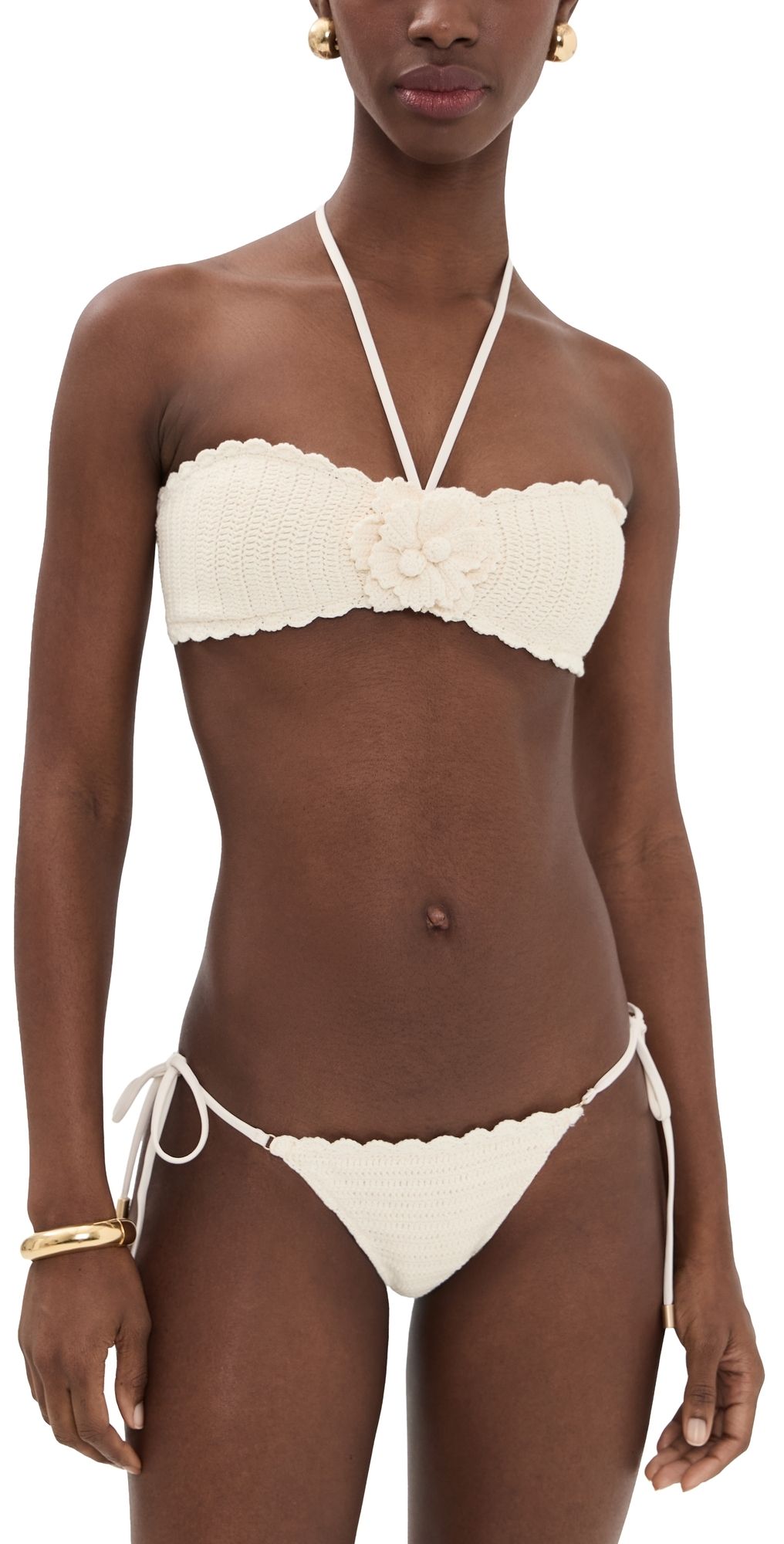 Zimmermann Awaken Crochet Flower Bikini Set Cream 0