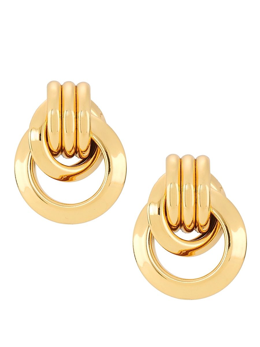Women's Love Knot Doorknocker Gold-Plated Earrings - Polished Gold