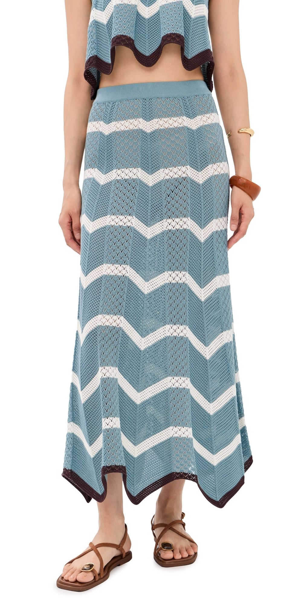 La DoubleJ Chevron Skirt Multicolor Black/Blue/Ecru L