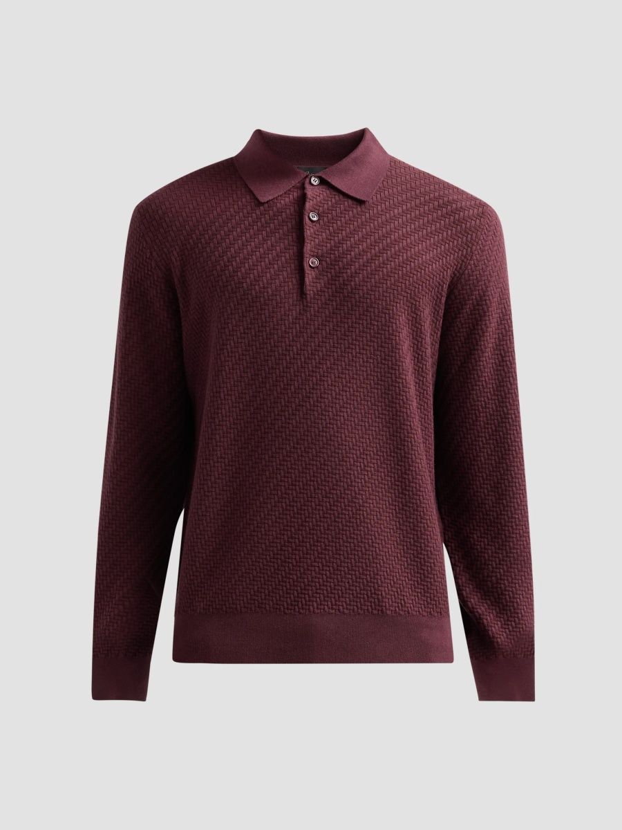 Brioni Men's Cotton-Silk-Cashmere Polo Shirt - Bordeaux - Size 50