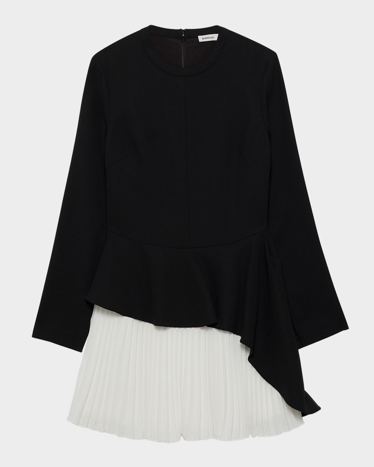 Amberly Long-Sleeve Pleated Mini Dress