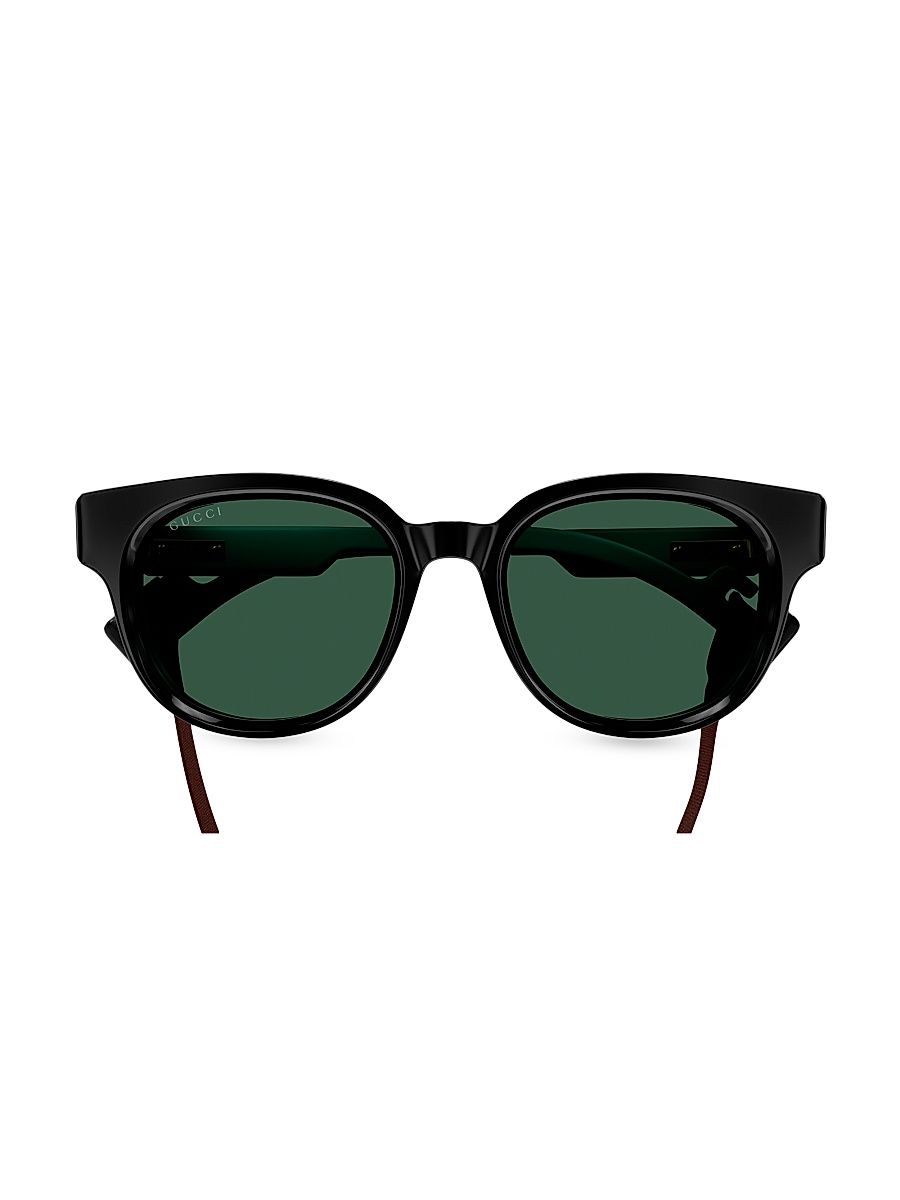 Men's GG Mountain 53MM Round Sunglasses - Black Dark Green