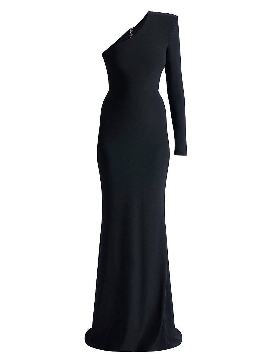 Women's Late Queen One-Shoulder Gown - Black - Size 8