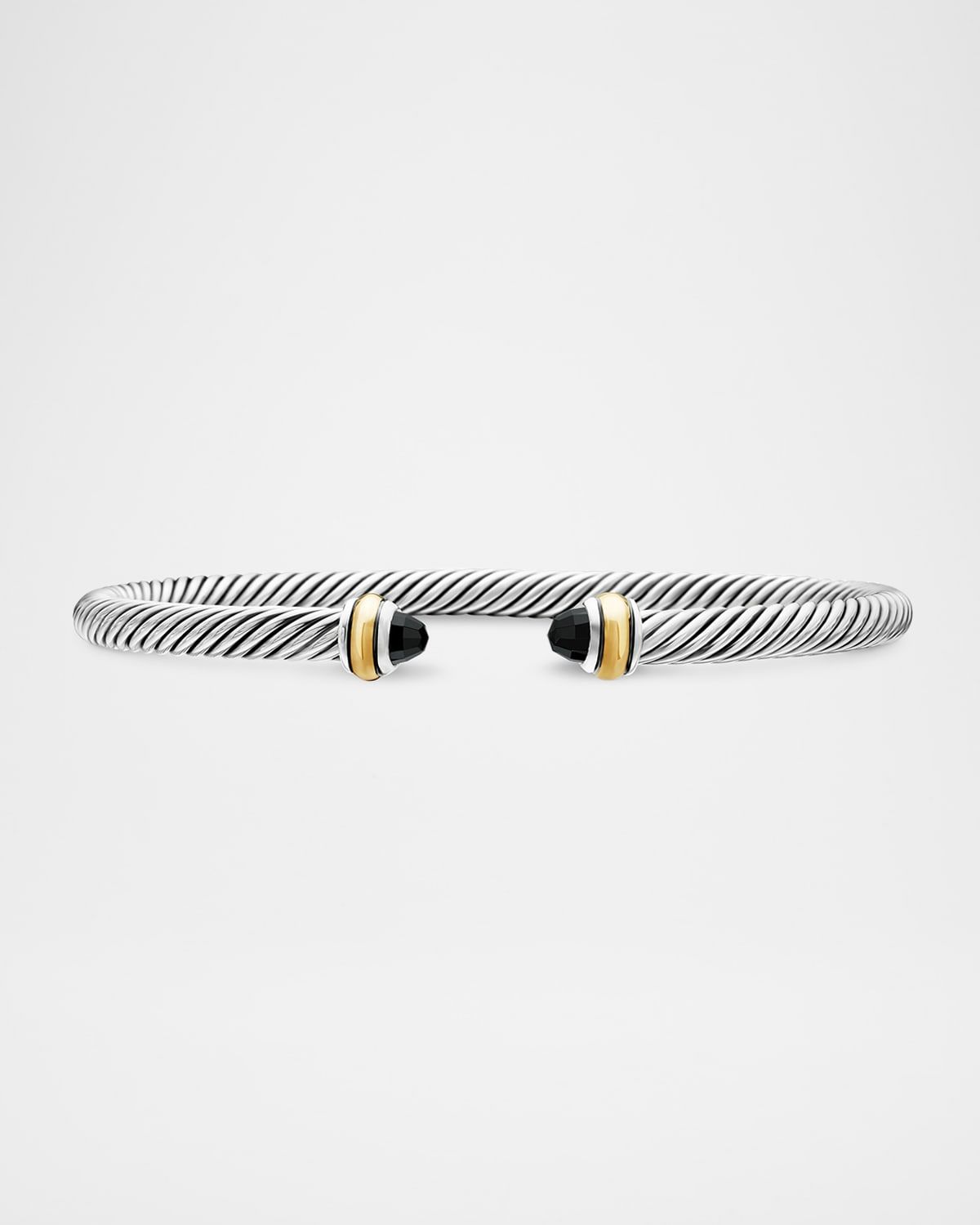 Cable Bracelet with Gemstone in Silver with 18K Gold, 4mm