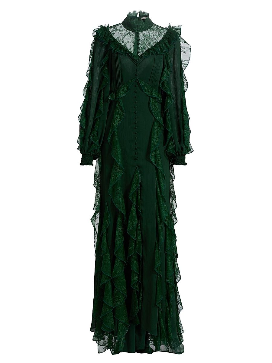 Women's Elea Ruffled Maxi Dress - Green Mystique - Size 6