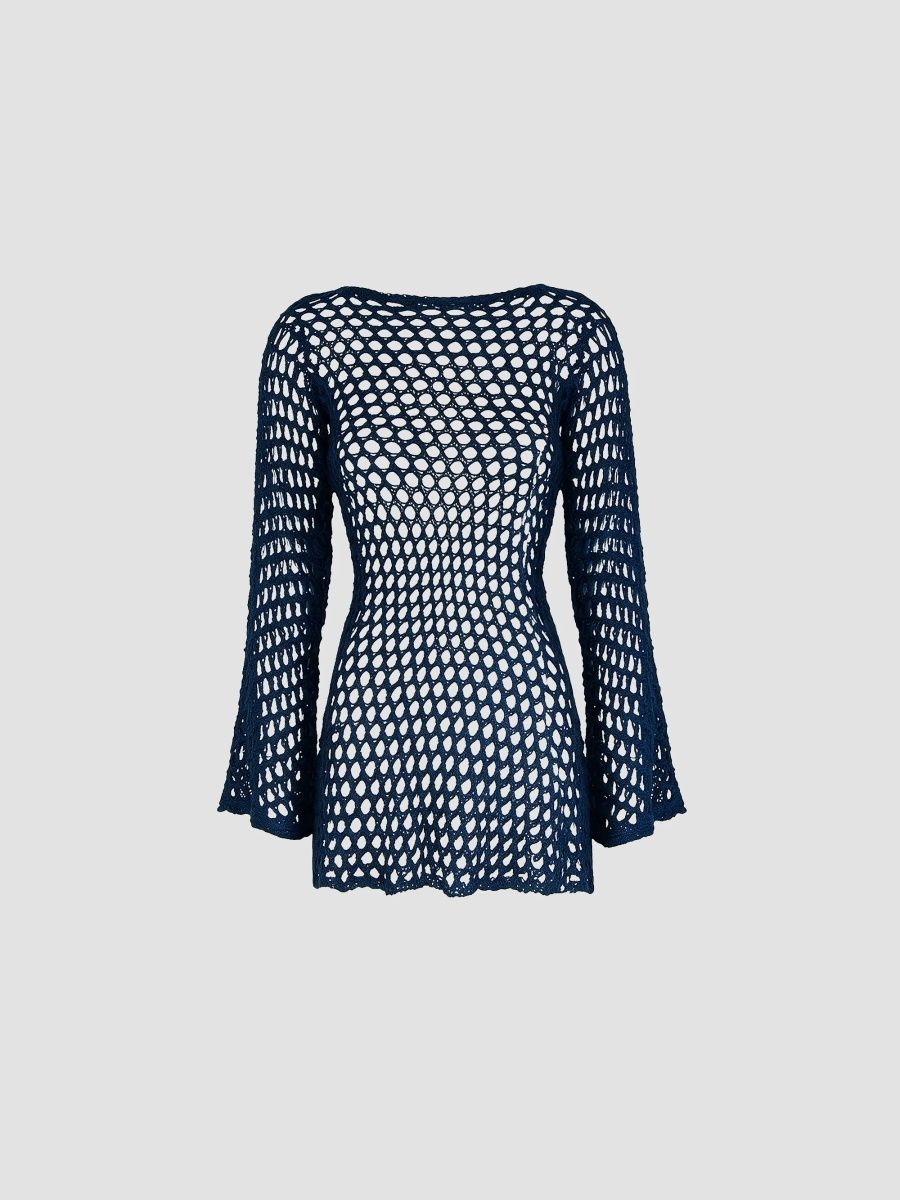 ViX by Paula Hermanny Women's Belle Crochet Mini Cover-Up Dress - Dark Blue - Size XS