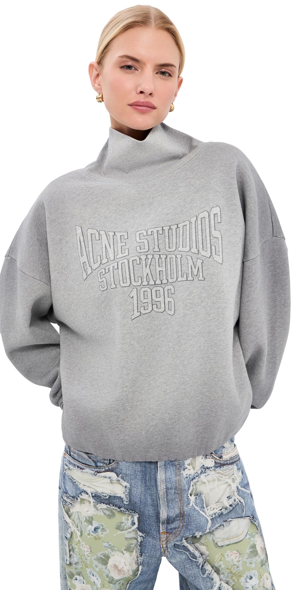 Acne Studios Funnel Neck Sweatshirt Grey Melange M