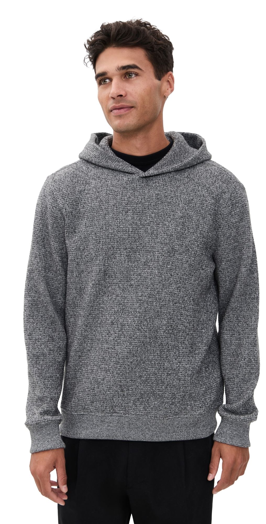 Vince Brushed Waffle Hoodie H Black M