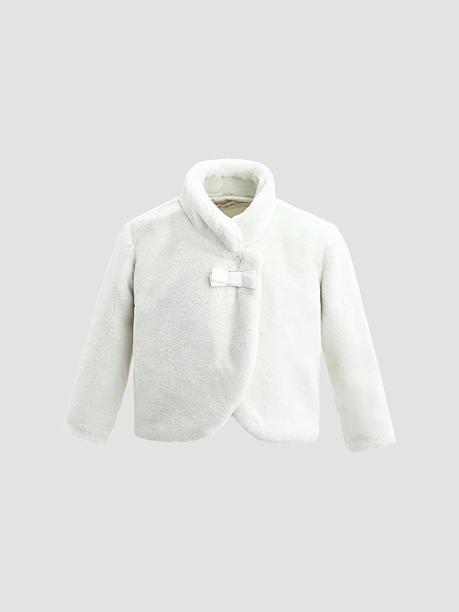 Baby Girl's Plush Asymmetrical Coat - Ivory - Size 24 Months
