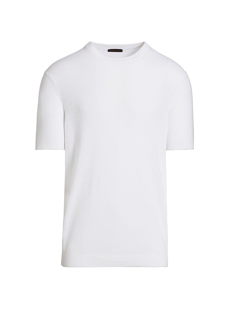 Men's COLLECTION Rib-Knit Short-Sleeve Sweater - White - Size XXL