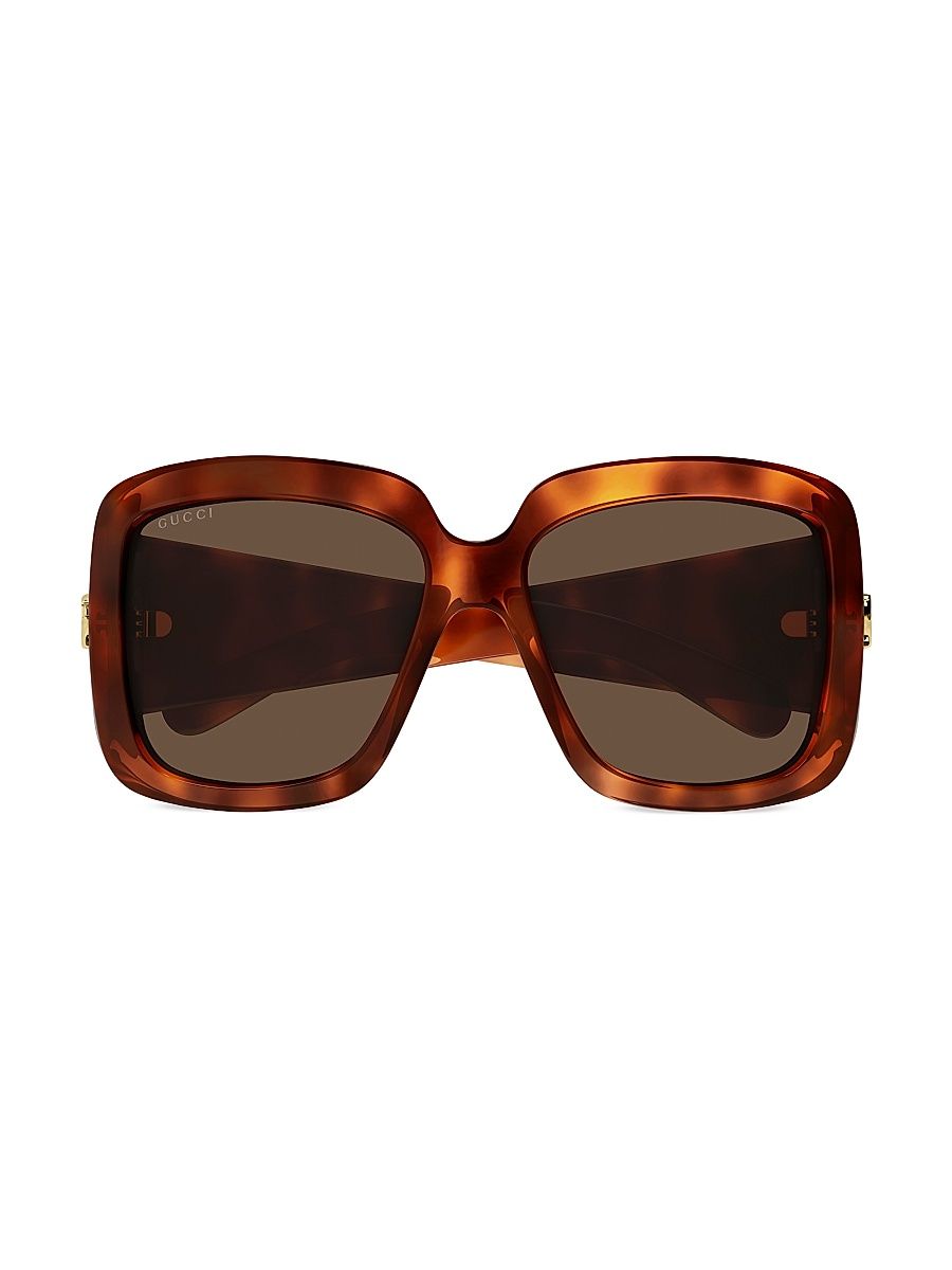 Women's GG Corner 55MM Square Sunglasses - Havana