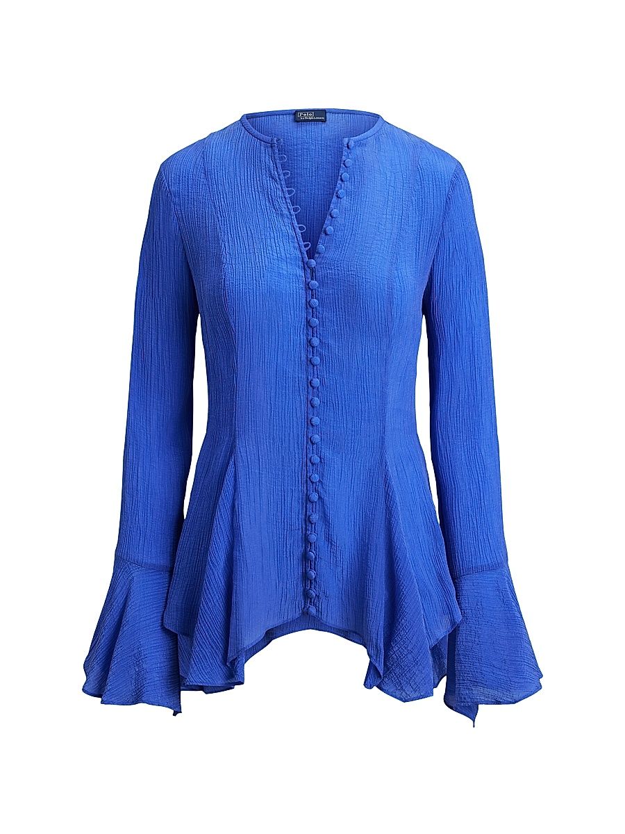 Women's Leandra Textured Crepe Blouse - Indigo Sky - Size 8