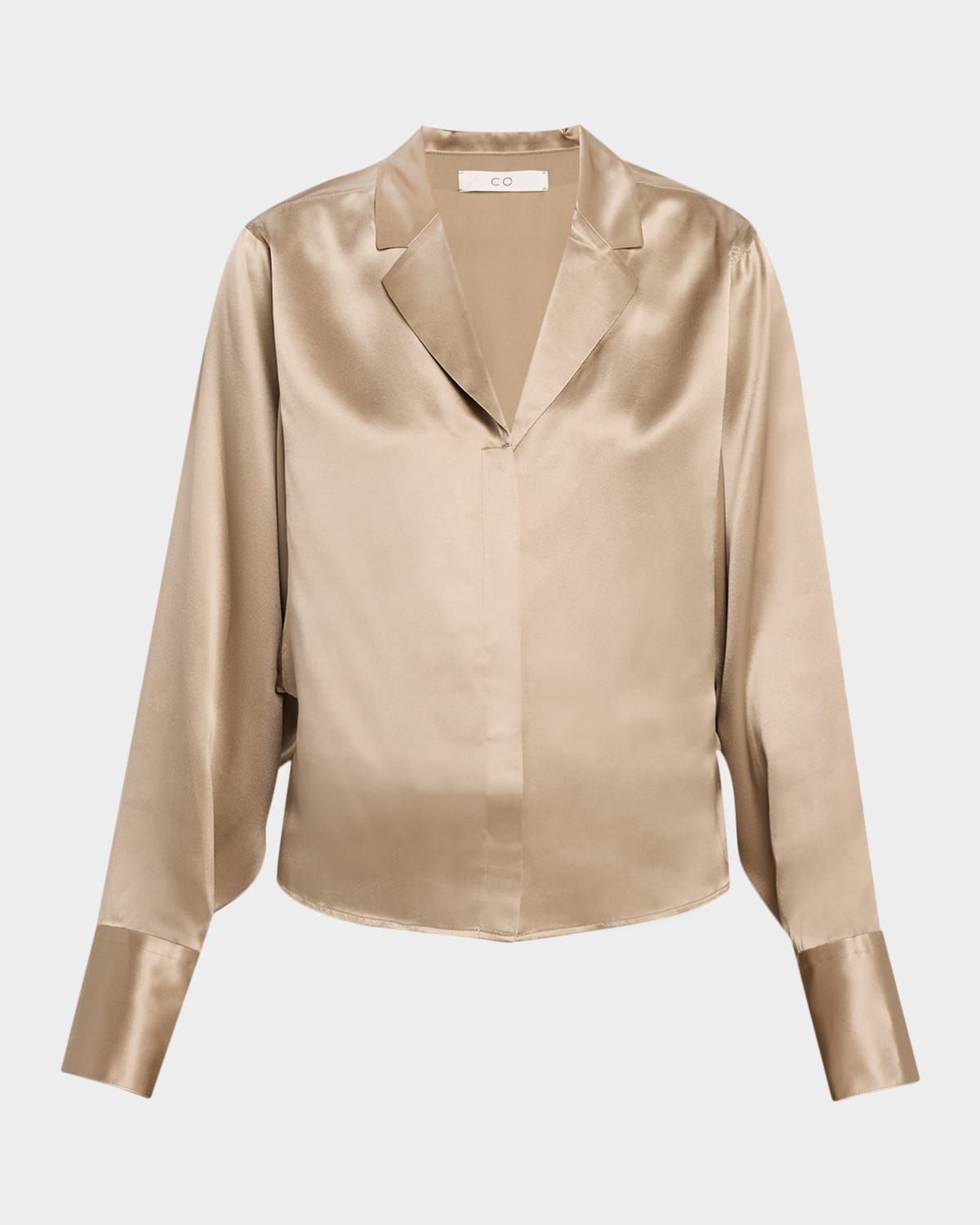 Drop-Armhole Silk Button-Down Shirt