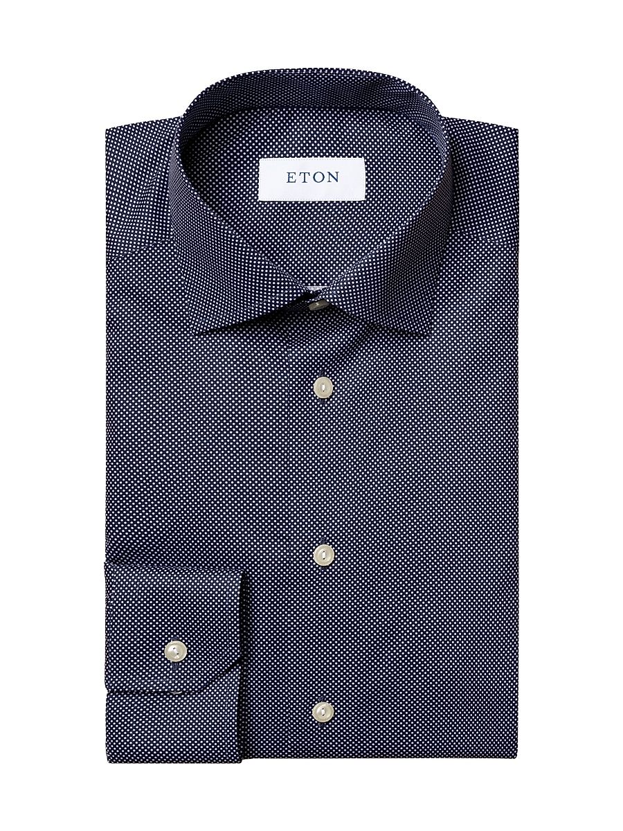 Men's Contemporary-Fit Signature Dots Dress Shirt - Blue - Size 16