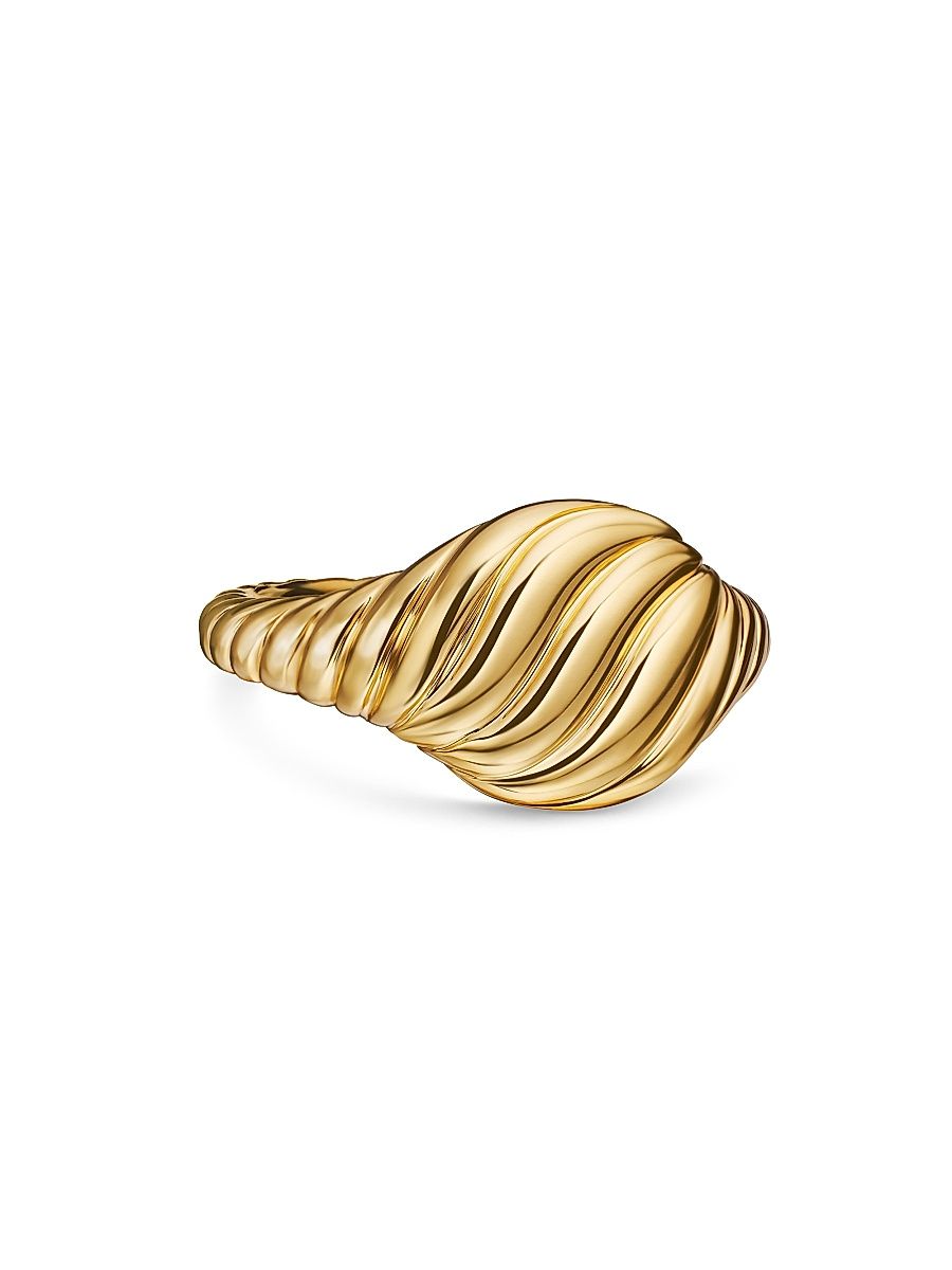 Women's Sculpted Cable Pinky Ring in 18K Yellow Gold, 10mm - Gold - Size 5