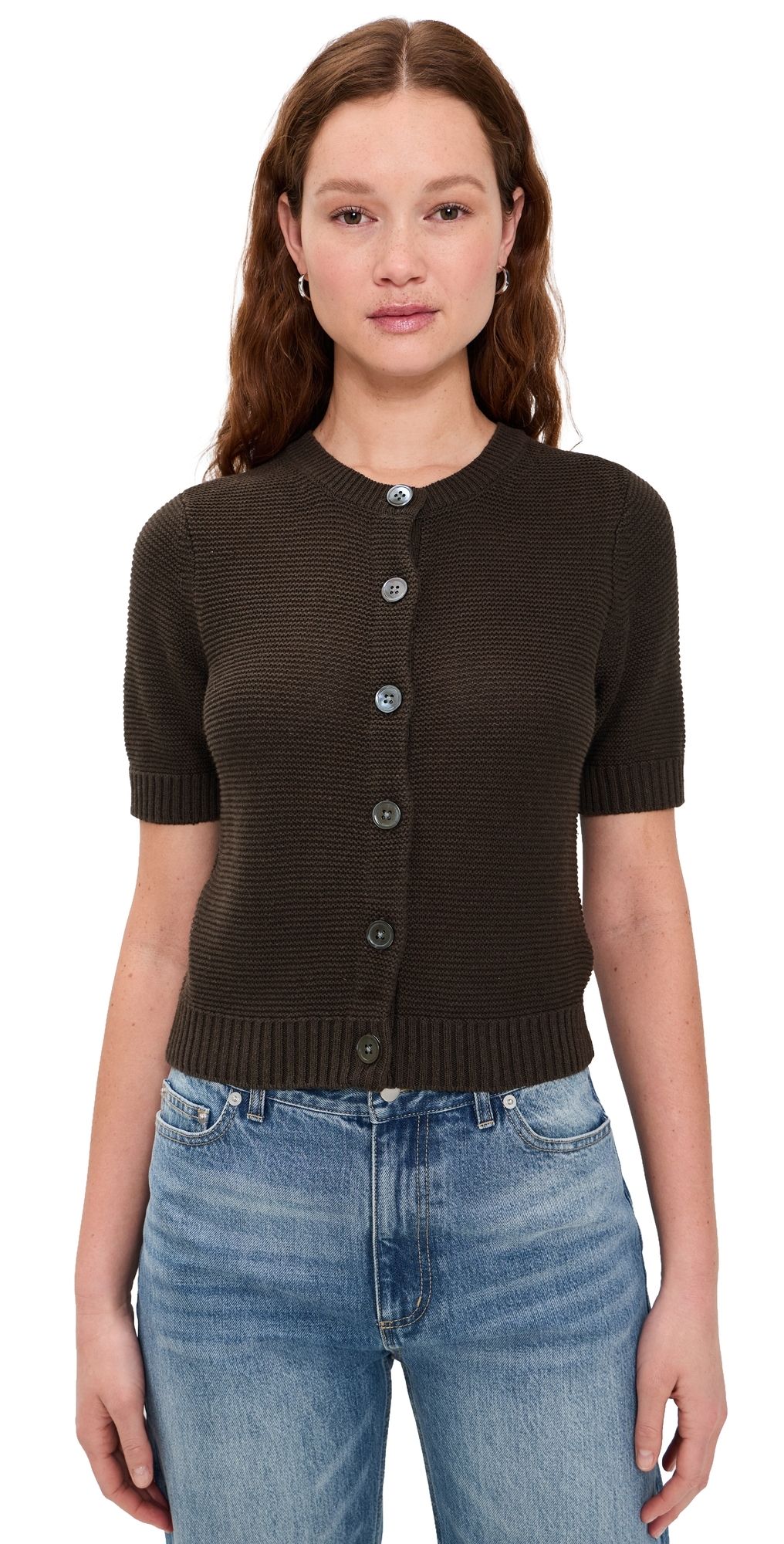 Alex Mill Elle Cardigan In Linen Cotton Roasted Bean M