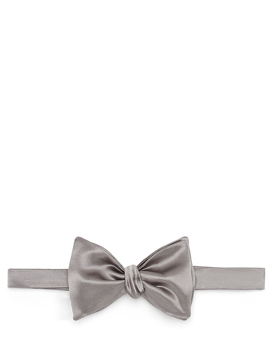 Men's Cotton and Silk Satin Bow Tie - Grey