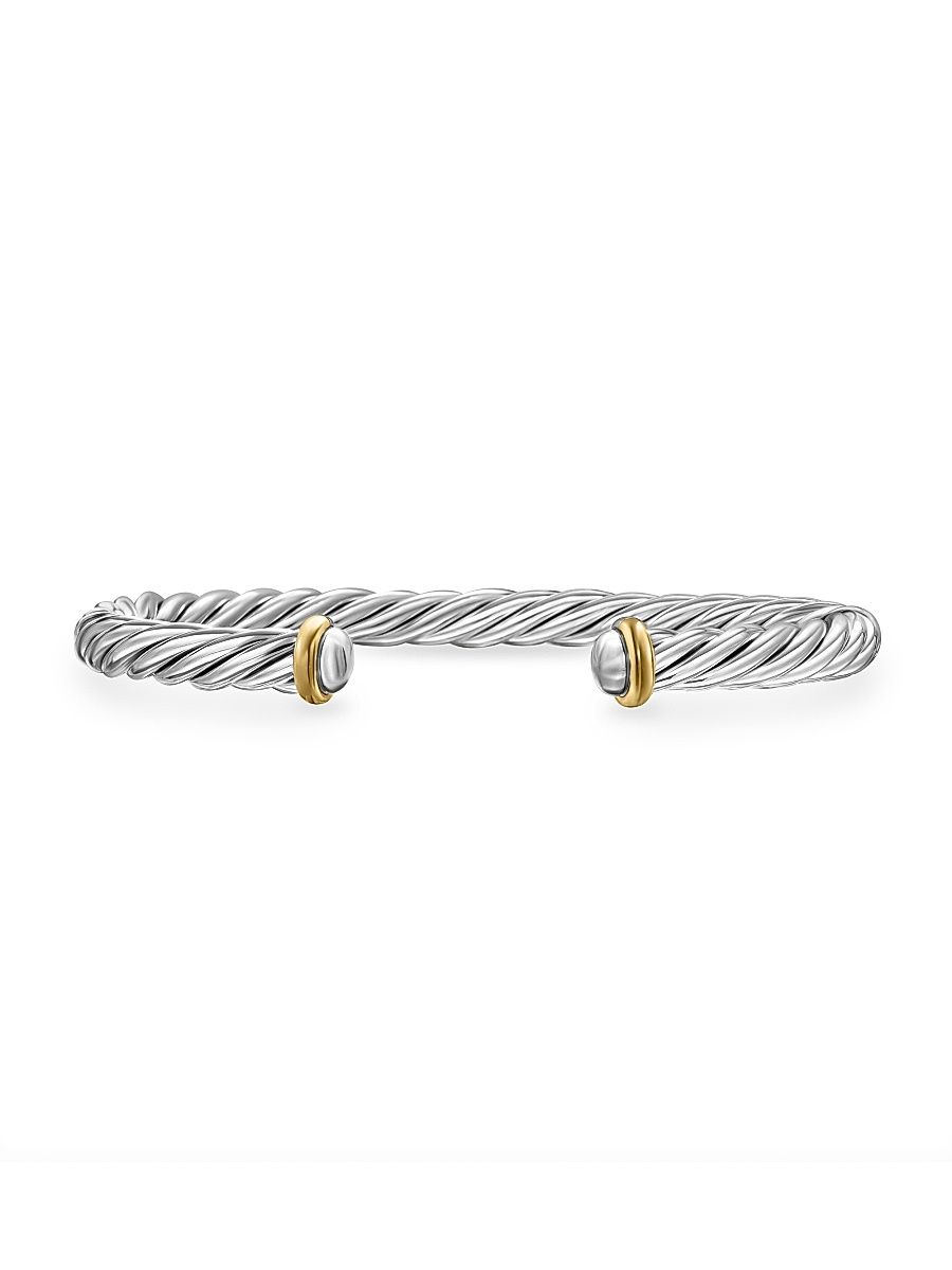 Men's Cable Cuff Bracelet in Sterling Silver - Silver - Size Medium