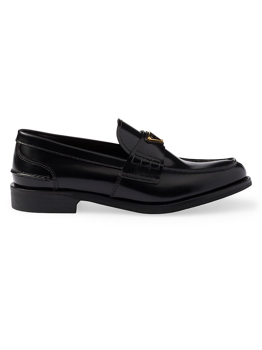 Women's Brushed Leather Loafers - Black - Size 10