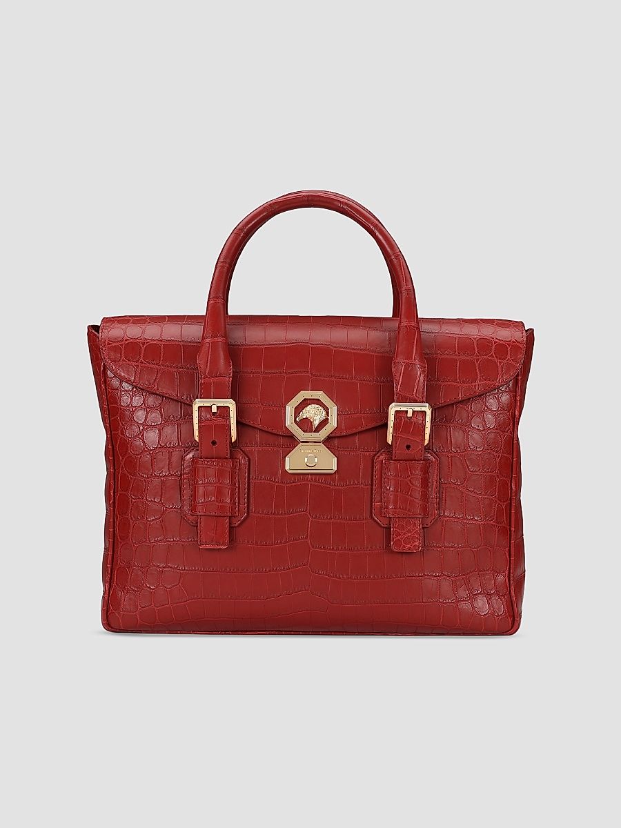 Men's Luxury Flap Croc Briefcase - Turquoise