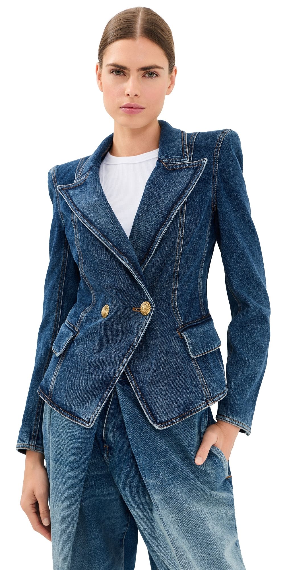 Balmain Dark Denim Jacket Bleu Jean Fonce 42