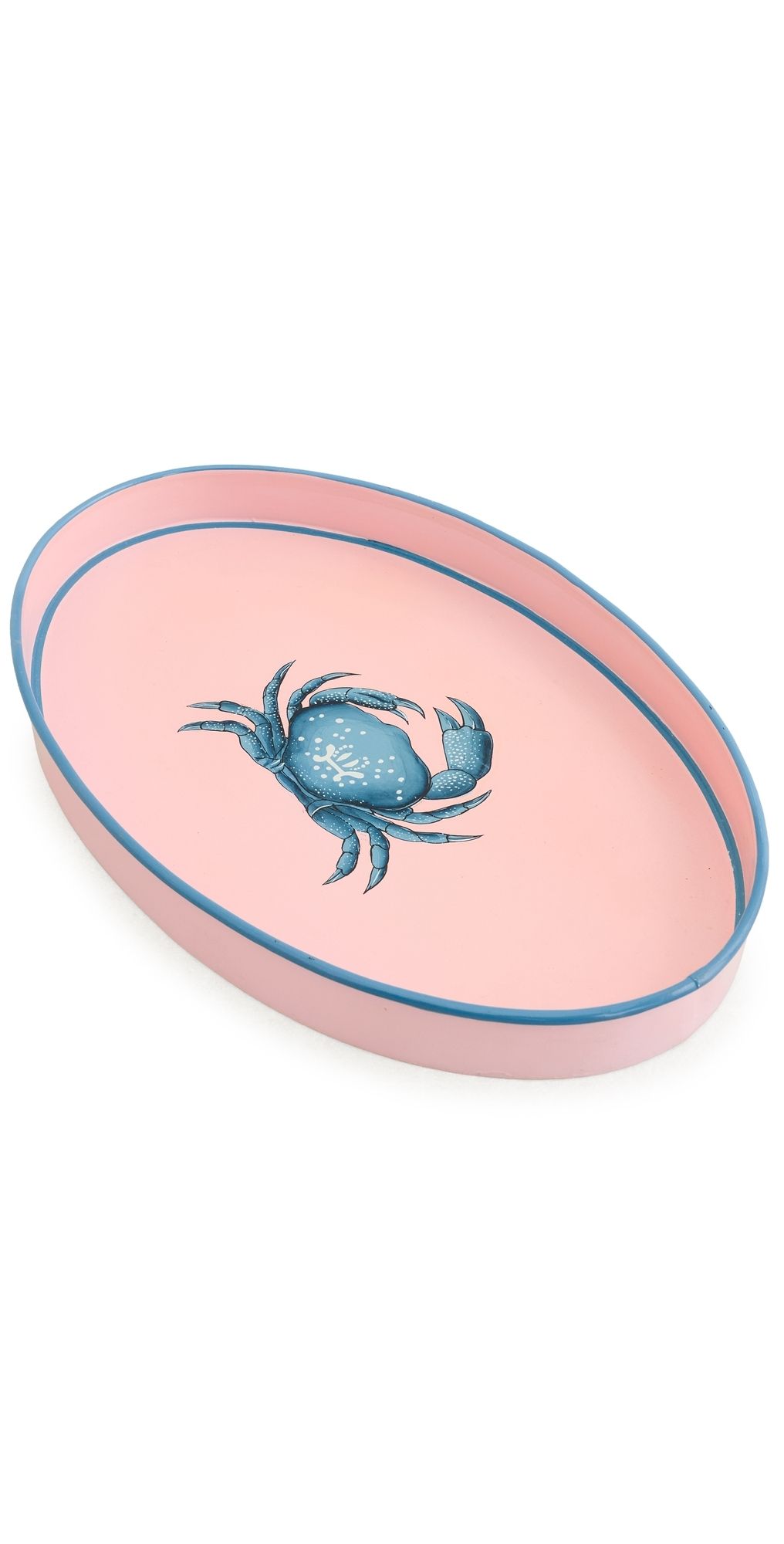 Les Ottomans Flora Hand Painted Iron Tray Pink/Light Blue One Size