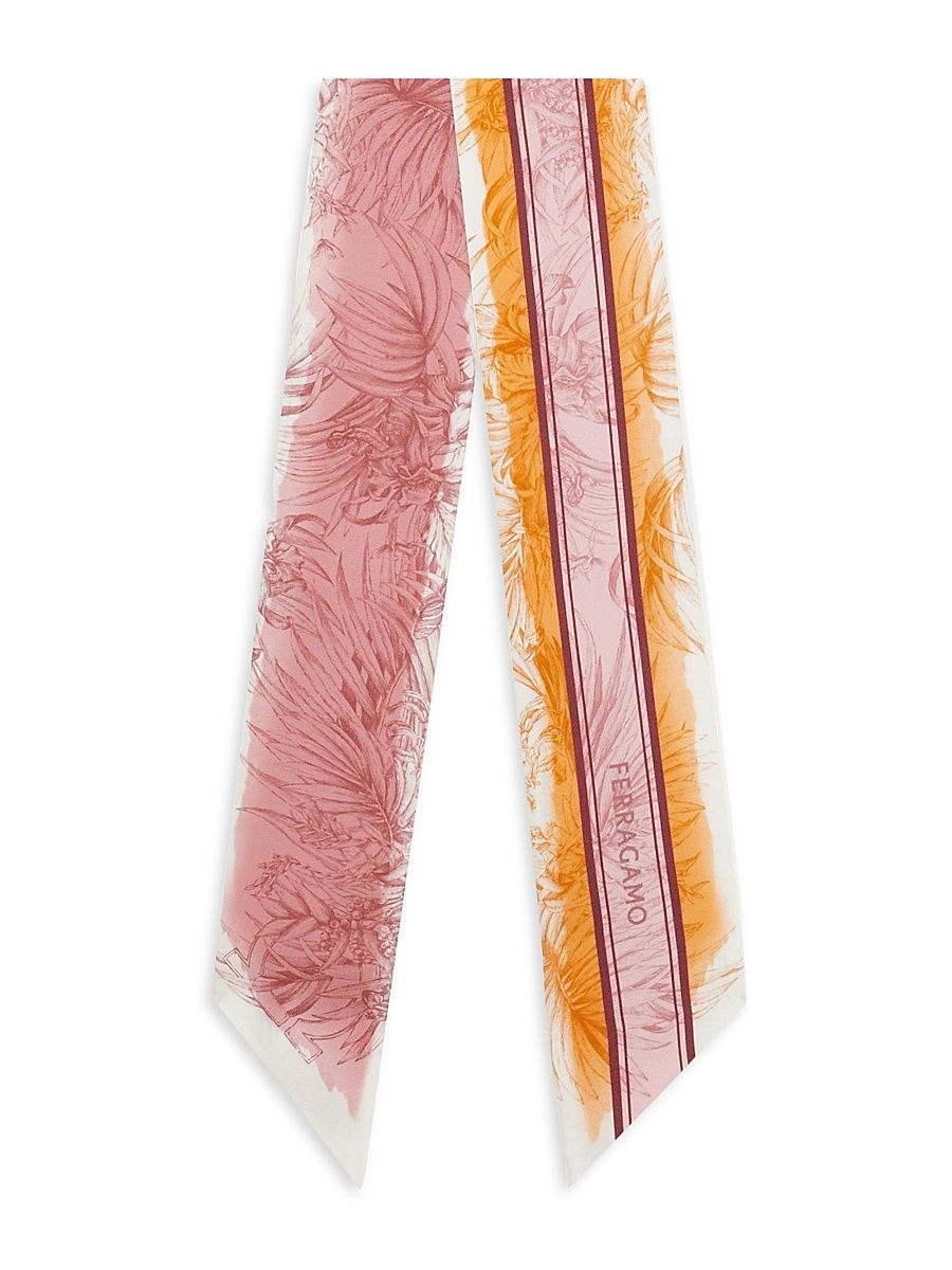 Women's Gravure Printed Silk Scarf - Rose Multi