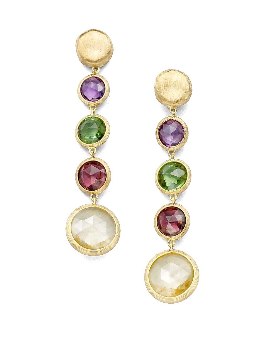 Jaipur Semi-Precious Multi-Stone & 18K Yellow Gold Drop Earrings