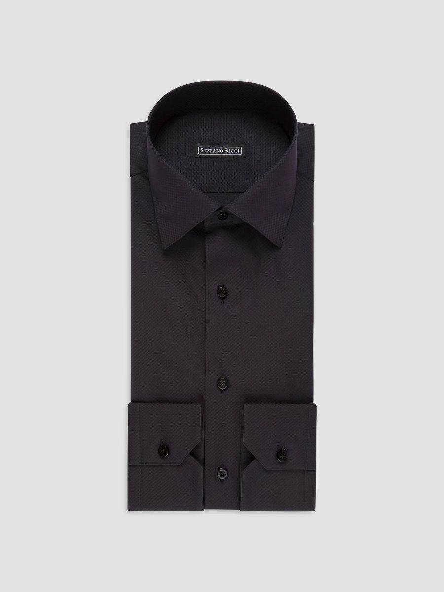 Stefano Ricci Men's Cotton Asti Shirt - Black - Size 18.5