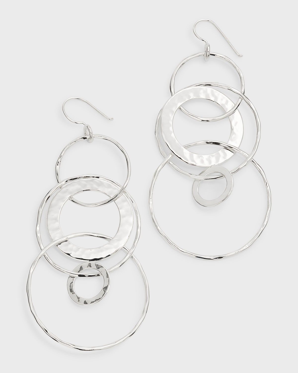Jumbo Hammered Jet Set Earrings in Sterling Silver
