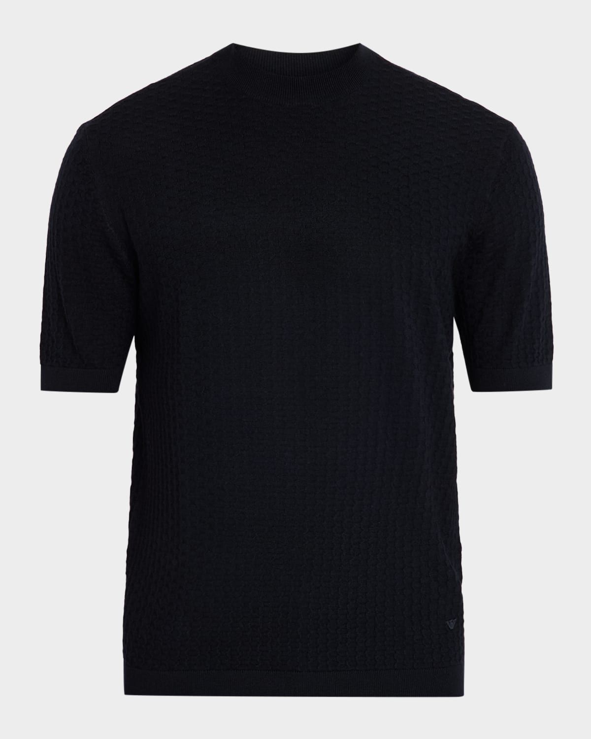 Men & apos;s Wool Honeycomb Jacquard Short-Sleeve Sweater