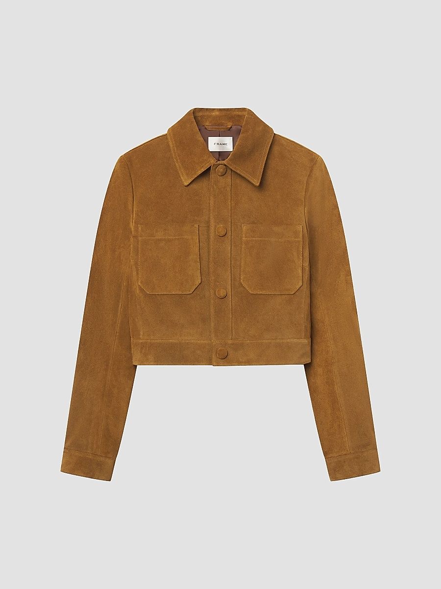 Women's The Small Suede Spread-Collar Jacket - Saddle - Size XL
