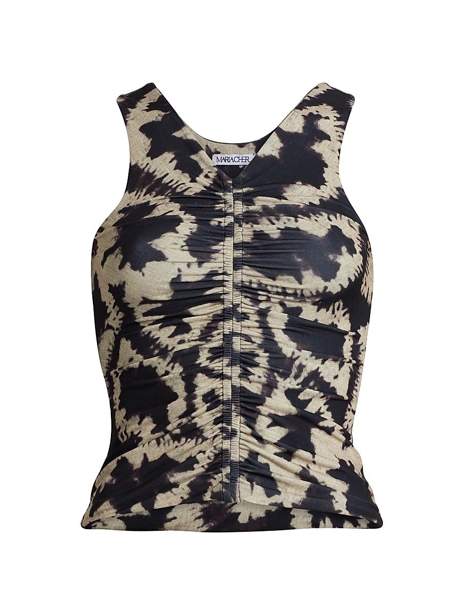 Women's Santa Rita Ruched Abstract Top - Ethnic Ecru - Size XS