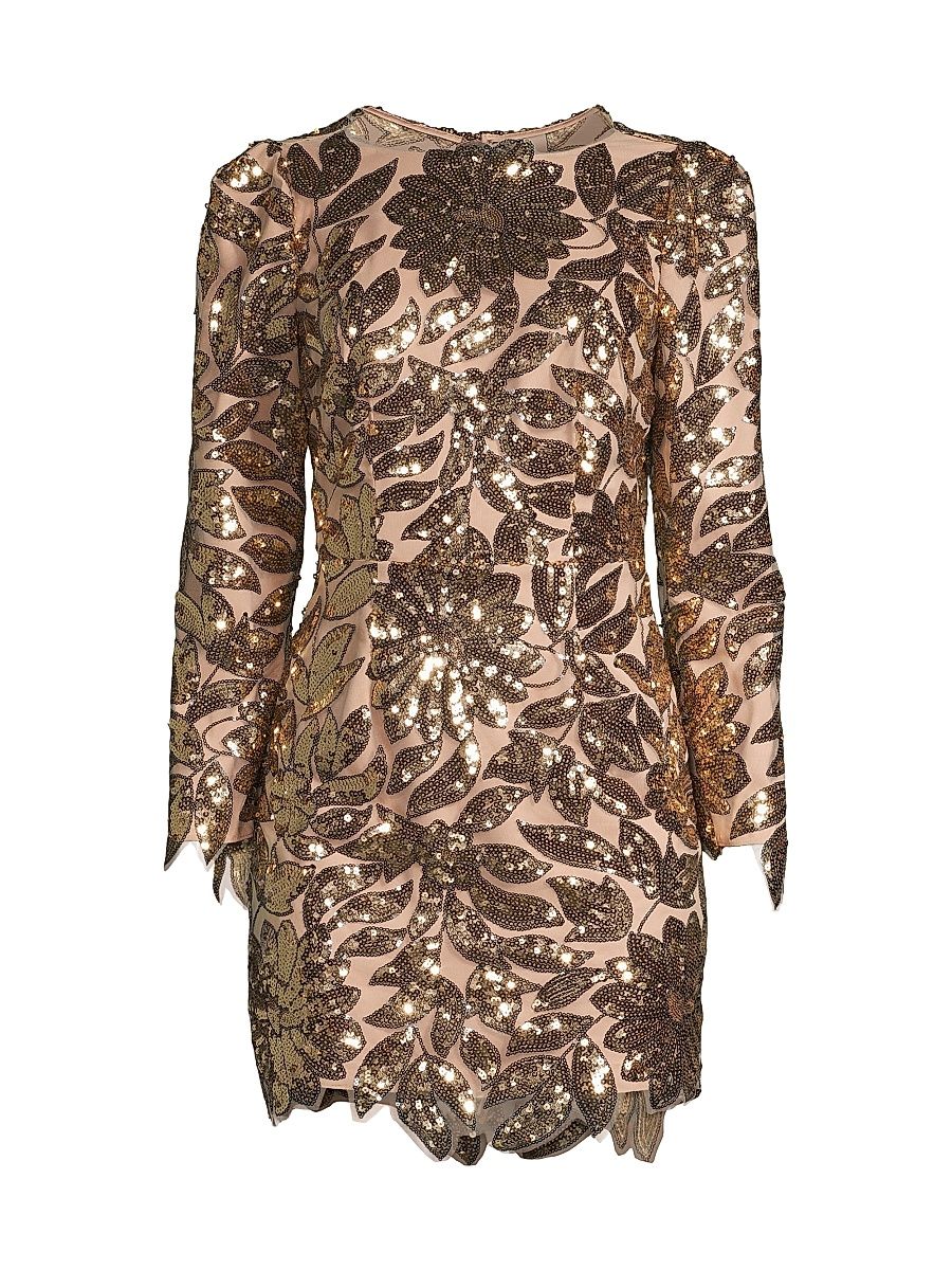 Women's Scottie Sequined Minidress - Gold Sequins - Size 2