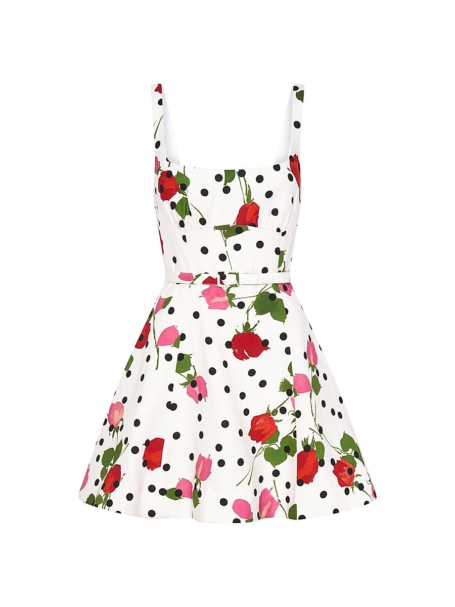 Women's Eleni Sleeveless Panelled Minidress - Polka Dot Rose - Size 8