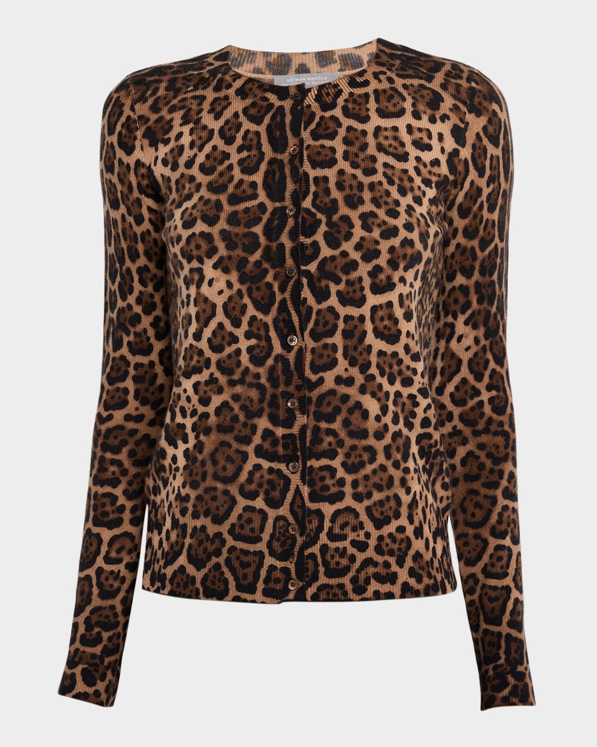 Cashmere Jaguar-Print Cardigan