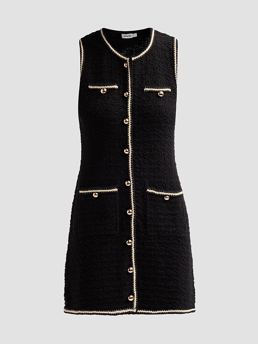 Women's Kerris Rib-Knit Sheath Mini Dress - Black Ivory - Size XS