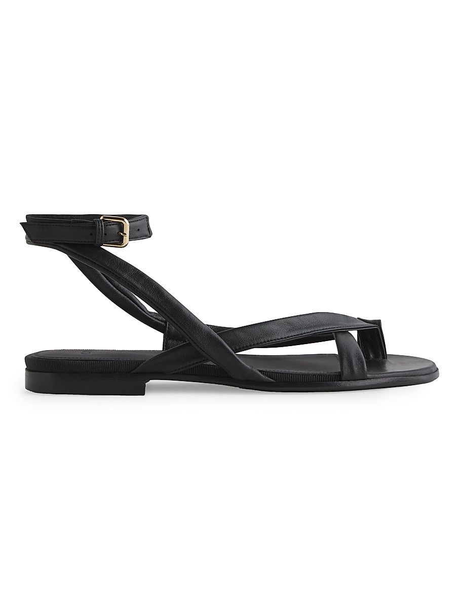 Women's Strappy Gladiator Leather Sandals - Black - Size 9
