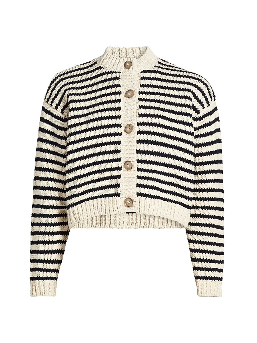 Women's The Striped Chunky Femme Cardigan - Cream Multi - Size Large