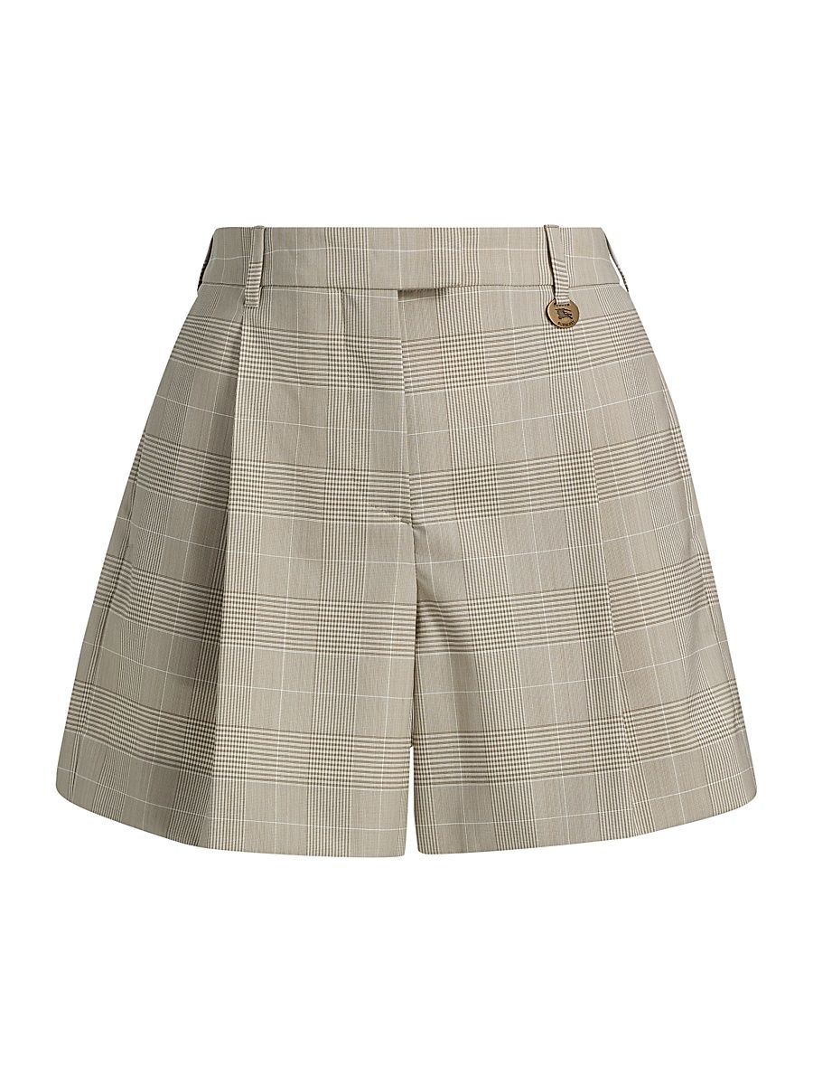 Women's Raina Glen Plaid Wool Shorts - Cloudy White - Size 12