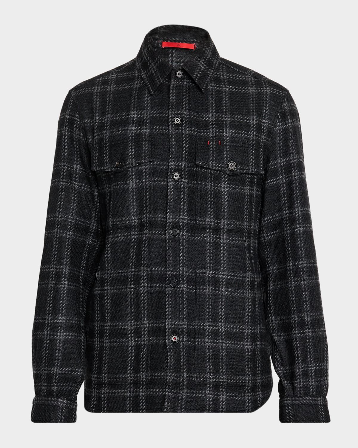 Men & apos;s Cashmere Plaid Four-Pocket Overshirt