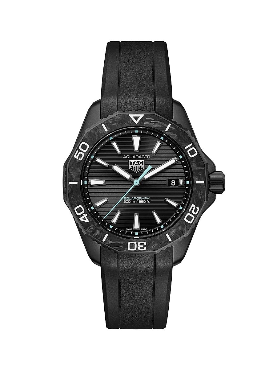 Aquaracer Professional 200 Solargraph Stainless Steel & Rubber Strap Watch/40MM - Black
