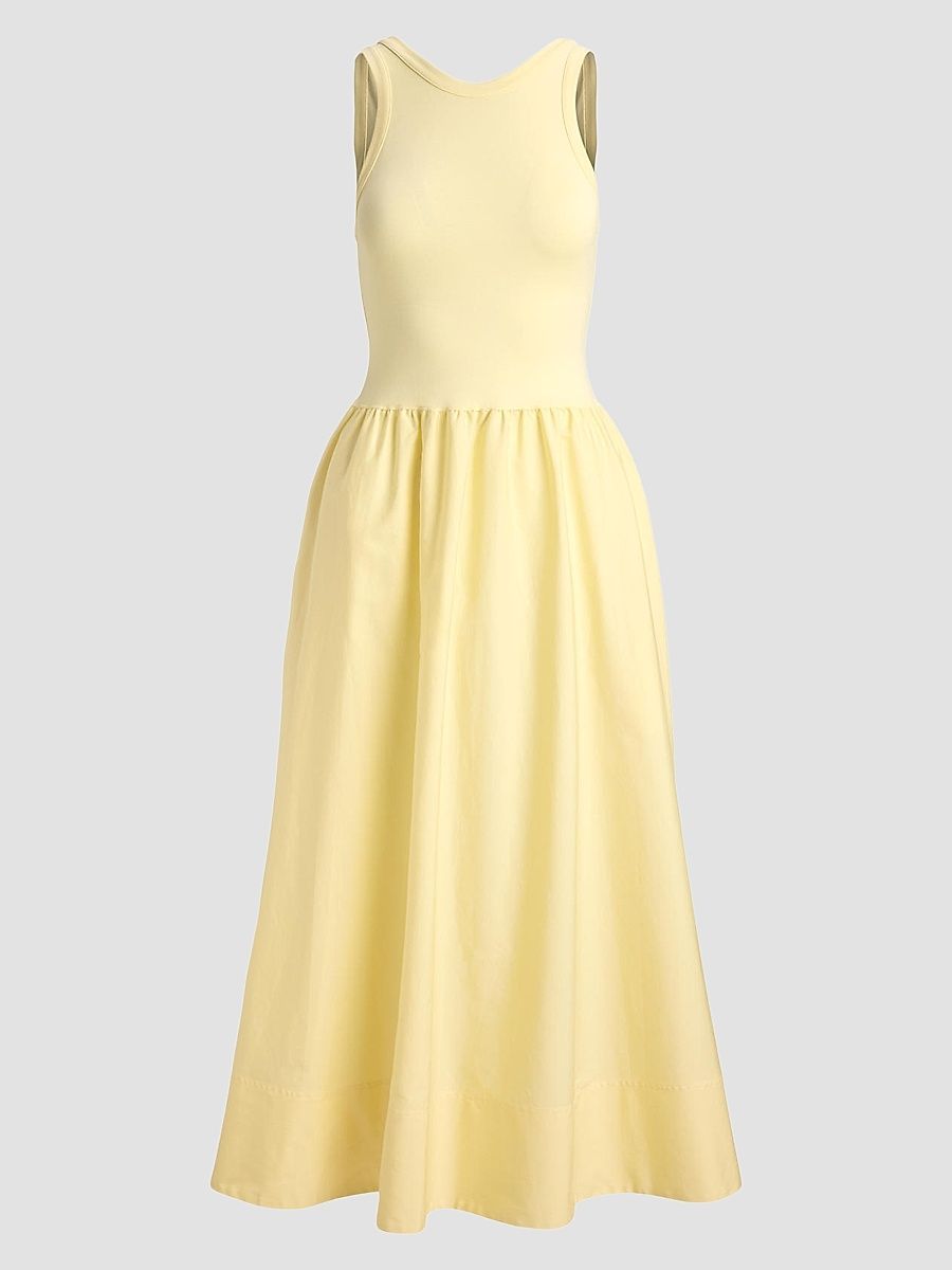 Women's Ponte-Bodice Sleeveless Midi Dress - Bird Yellow - Size XS