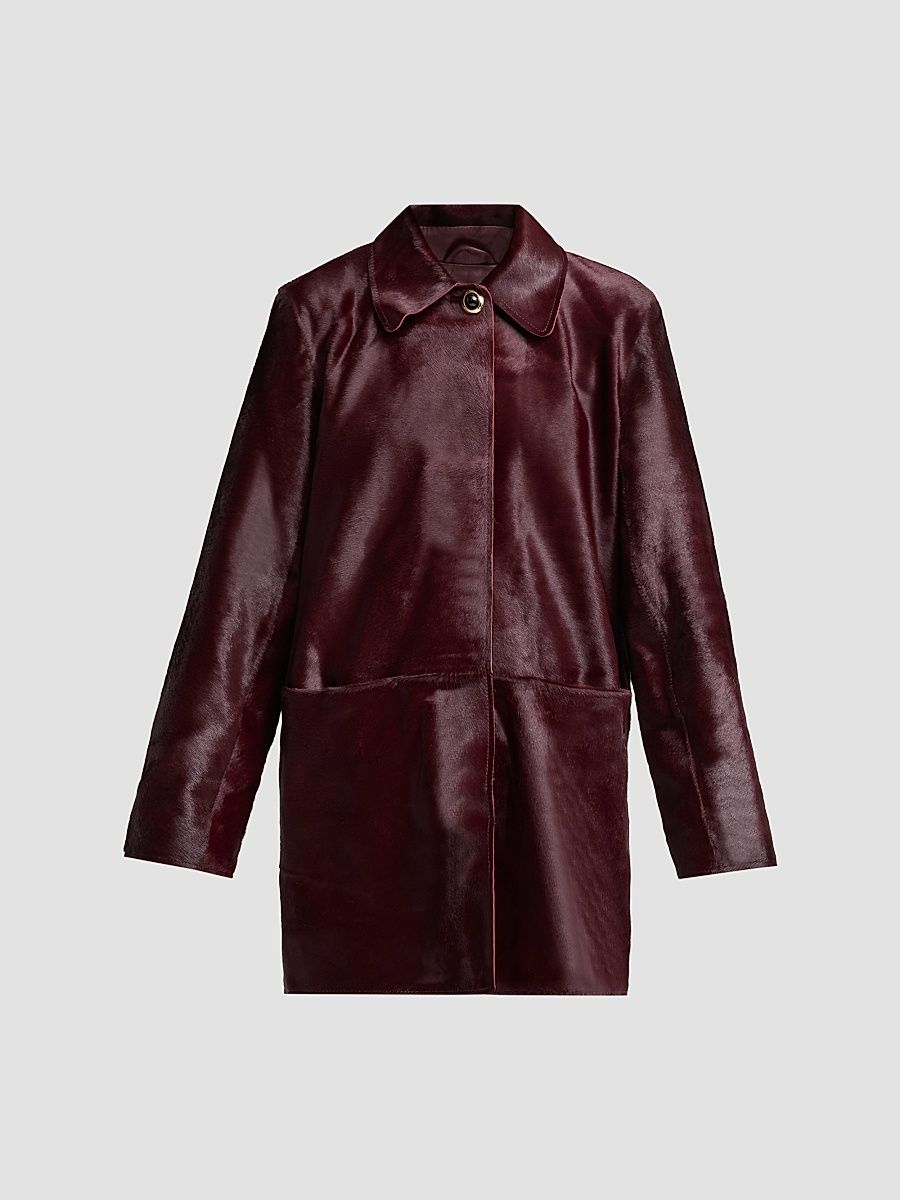 Women's Nadia Calf-Hair Coat - Deep Redwood - Size Large