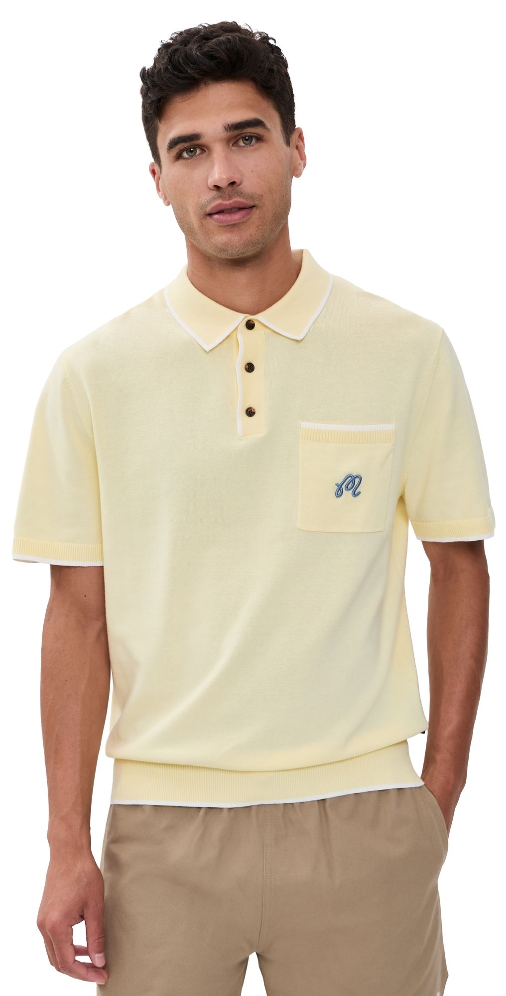 Malbon Malbon Golf x Birds of Georgia Blue Jay Knit Polo Soft Yellow M