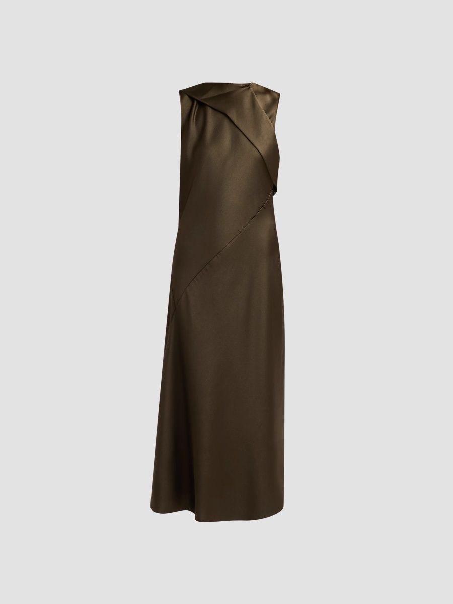 Vince Women's Draped Scarf Tie Sleeveless Midi Dress - Cypress - Size 0