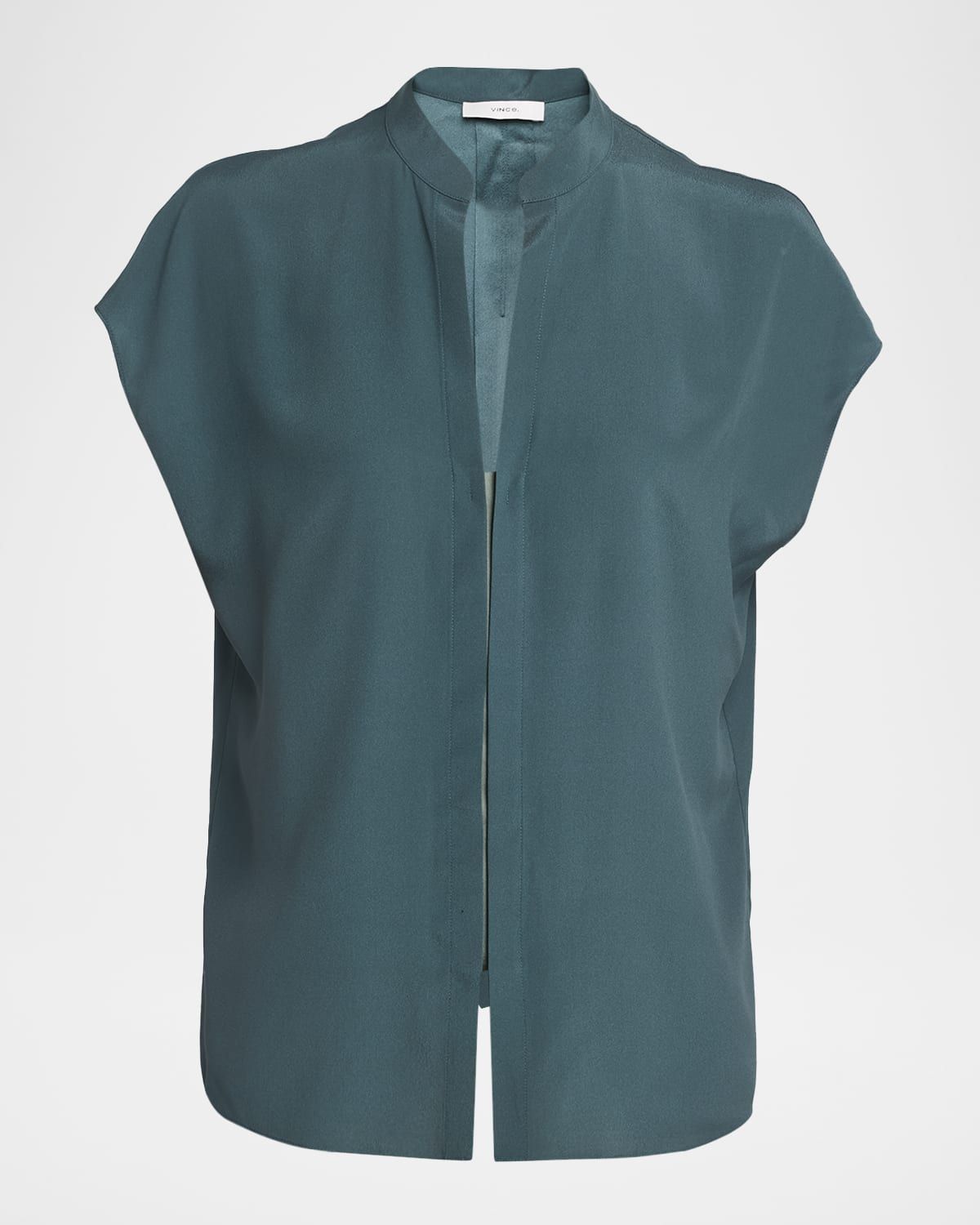 Cap-Sleeve Blouse with Hidden Placket